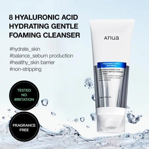 8 Hyaluronic Acid hydrating gentle foaming cleanser.