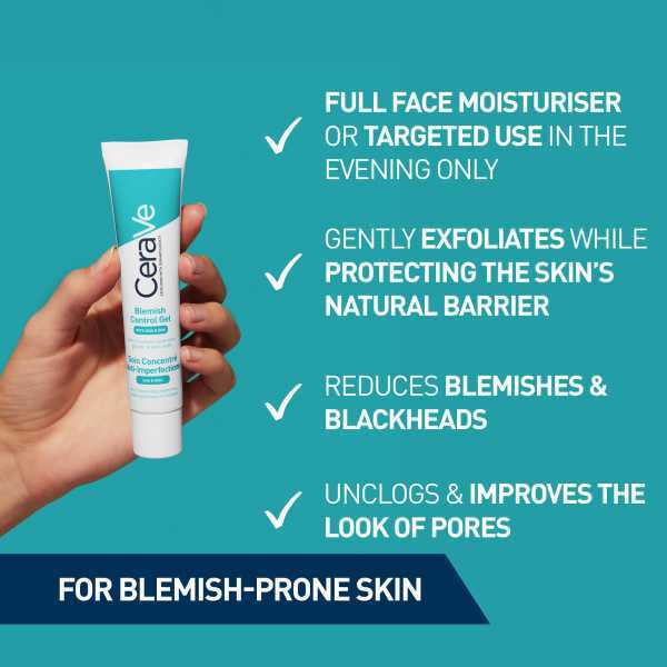 CeraVe Blemish Control Gel Moisturiser with 2% Salicylic Acid & Niacinamide for Blemish-Prone Skin 40ml