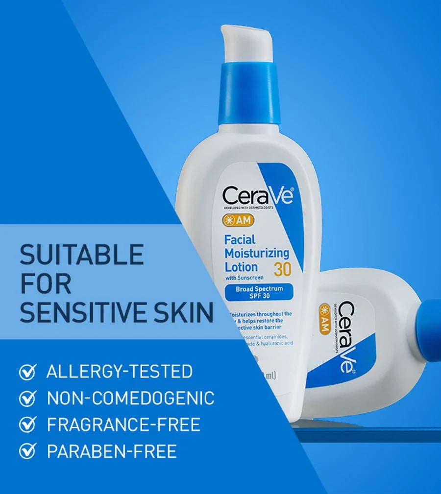 CeraVe AM Facial Moisturising Lotion SPF30 with UV Protection Sunscreen moisturizer for Normal to Dry Skin 52ml