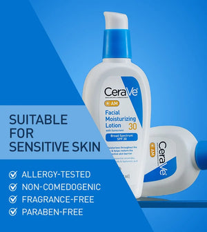 CeraVe AM Facial Moisturising Lotion SPF30 with UV Protection Sunscreen moisturizer for Normal to Dry Skin 52ml