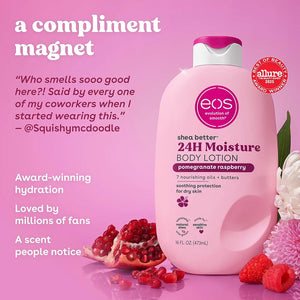 Eos Shea Butter Body Lotion Pomegranate Raspberry, 24-Hour Moisture Skin Care, Lightweight & Non-Greasy, Natural Shea, Vegan 473ml