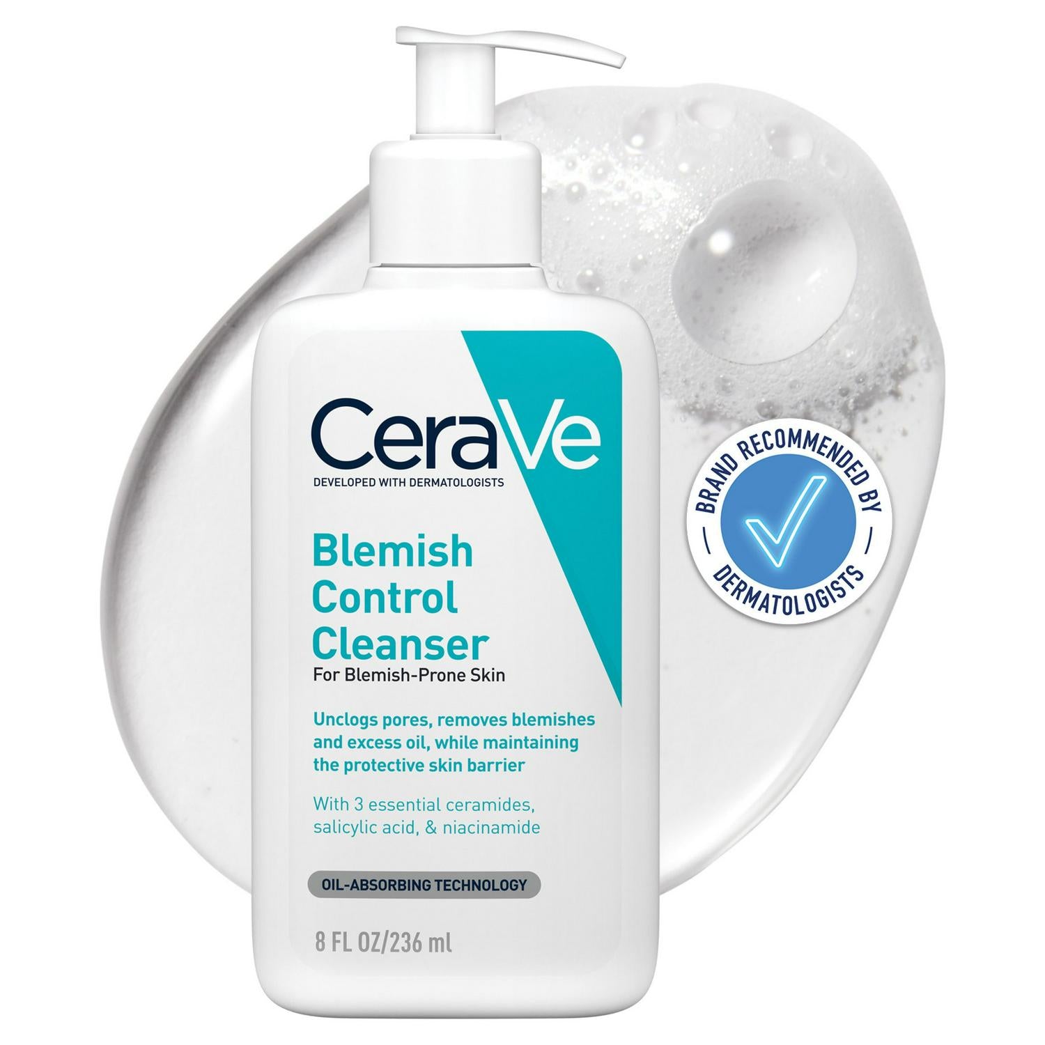 CeraVe Blemish Control Face Cleanser 473mls with 2% Salicylic Acid & Niacinamide for Blemish-Prone Skin