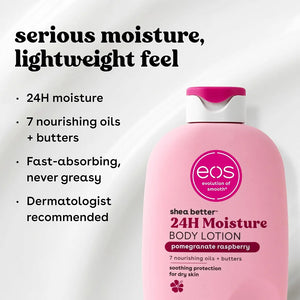 Eos Shea Butter Body Lotion Pomegranate Raspberry, 24-Hour Moisture Skin Care, Lightweight & Non-Greasy, Natural Shea, Vegan 473ml