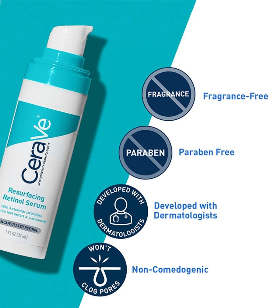 CeraVe Resurfacing Retinol Face Serum with Ceramides & Niacinamide for Blemish-Prone Skin 30ml