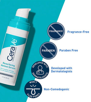 CeraVe Resurfacing Retinol Face Serum with Ceramides & Niacinamide for Blemish-Prone Skin 30ml